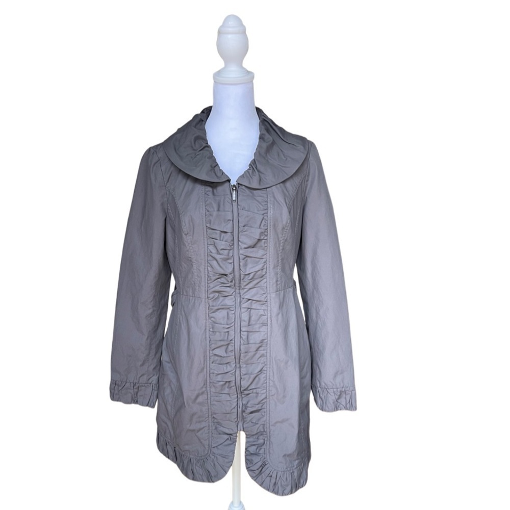 INC International Rouched Zip Up Light Weight Jacket Size Small Color Gray